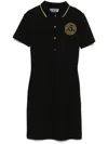 Versace Jeans Couture Embroidered-logo Polo Mini Dress In 黑色