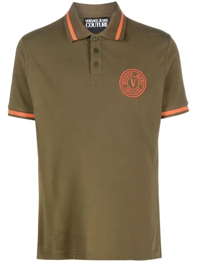 Versace Jeans Couture Logo-embroidered Polo Shirt In Green