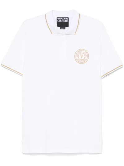 Versace Jeans Couture Logo-embroidered Polo Shirt In White