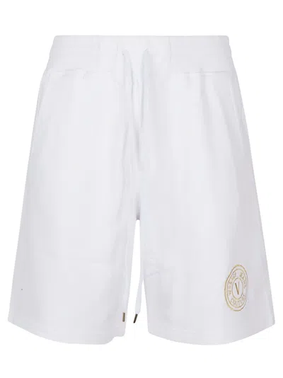 Versace Jeans Couture Logo-embroidered Short In White/gold