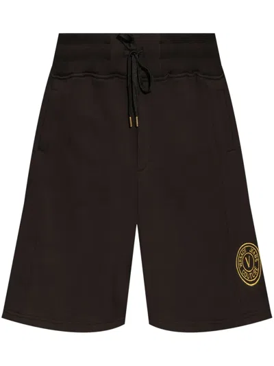 Versace Jeans Couture Logo-embroidered Shorts In Black