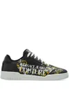 Versace Jeans Couture Logo-embroidered Sneakers In Black