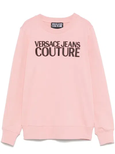 Versace Jeans Couture Logo-embroidered Sweatshirt In Pink