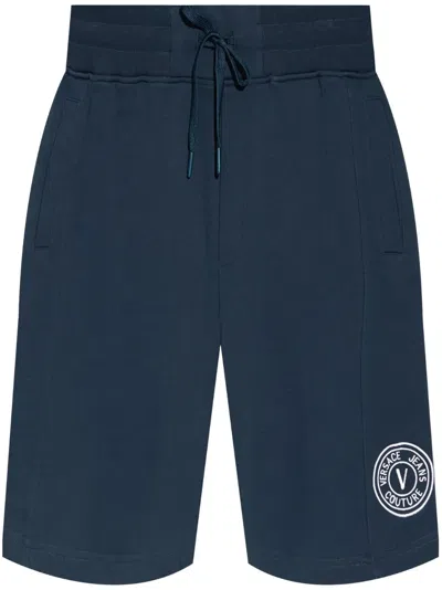 Versace Jeans Couture Logo-embroidered Track Shorts In Blue