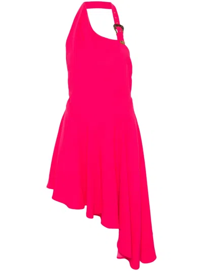 Versace Jeans Couture Logo-engraved-buckle Crepe Dress In Pink