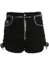 Versace Jeans Couture Logo-engraved Denim Shorts In Black