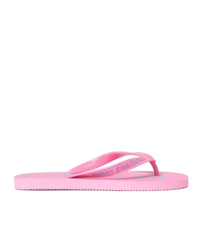Versace Jeans Couture Logo Flip-flops In Pink