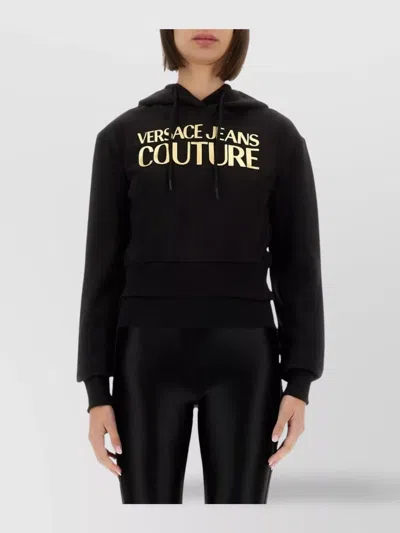 VERSACE JEANS COUTURE LOGO HOODED CROPPED SWEATSHIRT