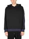 Versace Jeans Couture Solid Black Hoodie With Drawstring In Black