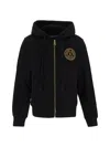 Versace Jeans Couture Black Zip-up Sweatshirt With Embroidered Logo In Black