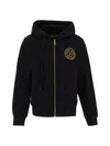 Versace Jeans Couture Black Zip-up Sweatshirt With Embroidered Logo In Black