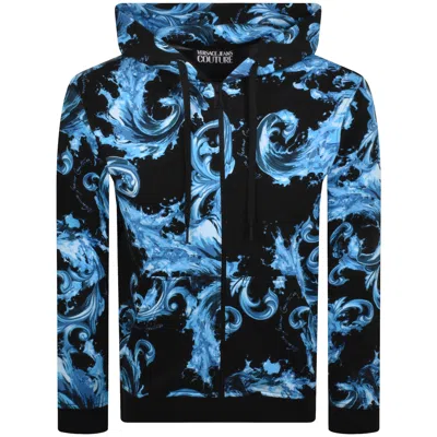 Versace Jeans Couture Logo Hoodie Black In Blue