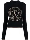 Versace Jeans Couture Logo-intarsia Cotton Jumper In Black