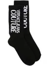 Versace Jeans Couture Logo-print Cotton Socks In Black