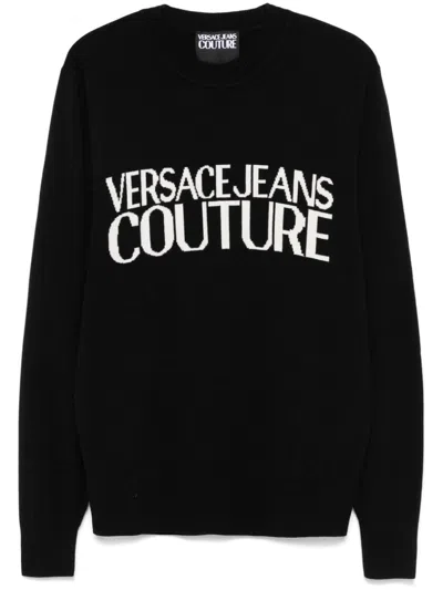Versace Jeans Couture Logo-intarsia Sweater In Schwarz