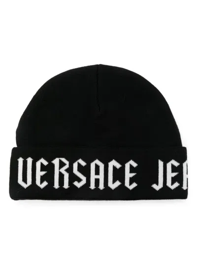 Versace Jeans Couture Knitted Beanie Hat In Black