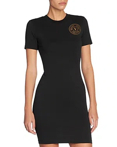 Versace Jeans Couture Logo Jersey Tee Dress In Black/golf