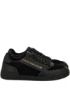 Versace Jeans Couture Logo-debossed Leather Sneakers In Black