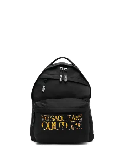 Versace Jeans Couture Logo-lettering Backpack In Schwarz
