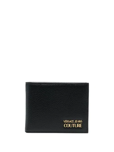 Versace Jeans Couture Logo-lettering Bi-fold Wallet In Black