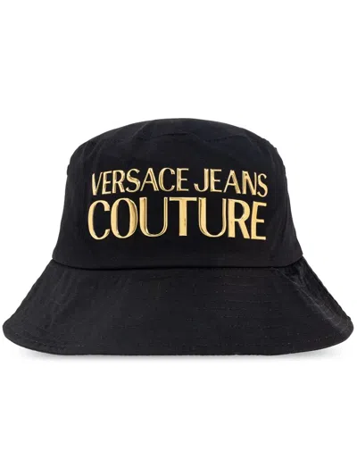 Versace Jeans Couture Logo-lettering Bucket Hat In Black