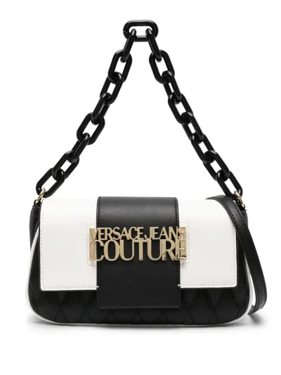 Versace Jeans Couture Logo-lettering Quilted Shoulder Bag In White