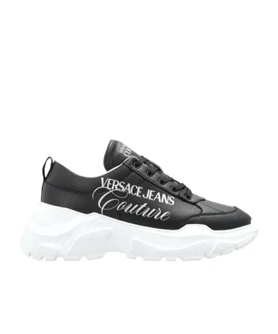 Versace Jeans Couture Logo Low-top Sneakers In Black