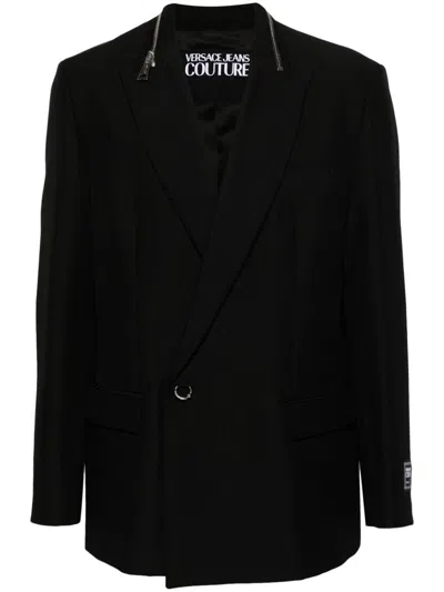 Versace Jeans Couture Logo-patch Blazer In Black