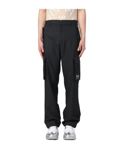 Versace Jeans Couture Logo-patch Cargo Trousers In Black
