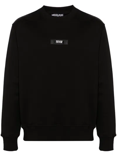 Versace Jeans Couture Logo-patch Cotton Sweatshirt In Black