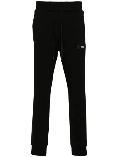 Versace Jeans Couture Logo-patch Cotton Track Pants In Black