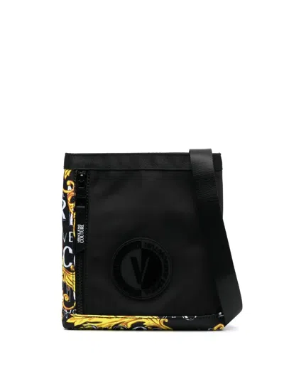 Versace Jeans Couture Logo-patch Detail Messenger Bag In Black