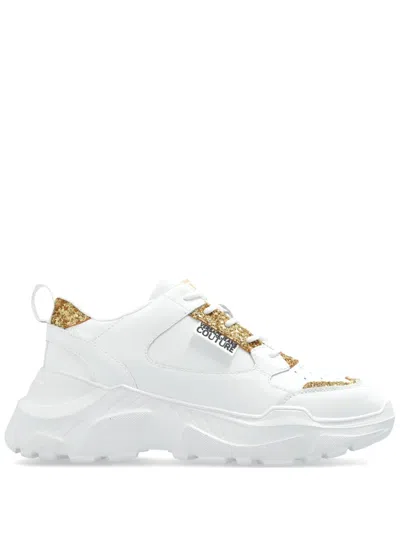 VERSACE JEANS COUTURE LOGO-PATCH GLITTER-DETAILING SNEAKERS
