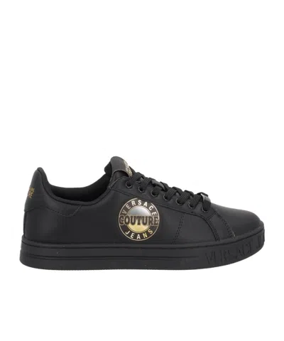 Versace Jeans Couture Logo Patch Low-top Sneakers In Black