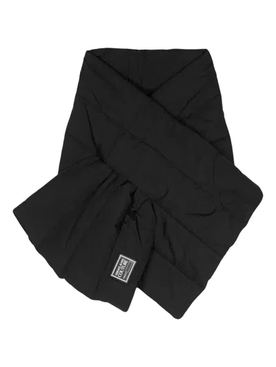 Versace Jeans Couture Logo-patch Padded Scarf In Black