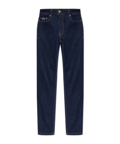 Versace Jeans Couture Logo Patch Skinny Jeans In Blue