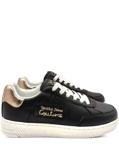Versace Jeans Couture Logo-patch Sneakers In Black