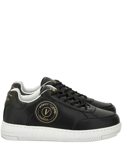 Versace Jeans Couture Logo-patch Sneakers In Black