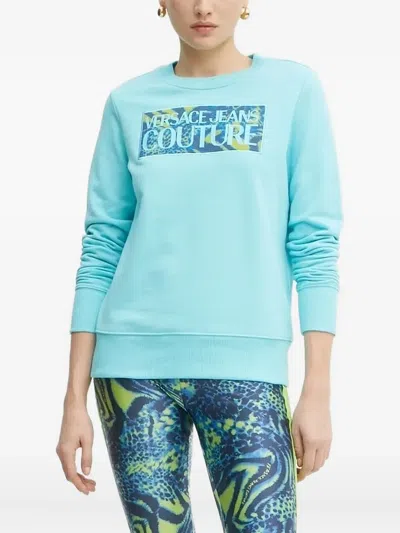 Versace Jeans Couture Logo-patch Sweatshirt In Blue