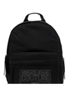 Versace Jeans Couture Logo Patch Zipped Backpack In Nero