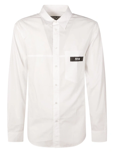 Versace Jeans Couture Logo Patched Round Hem Shirt In White