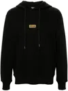 Versace Jeans Couture Cotton Hooded Sweatshirt With Logo Plaque In Black