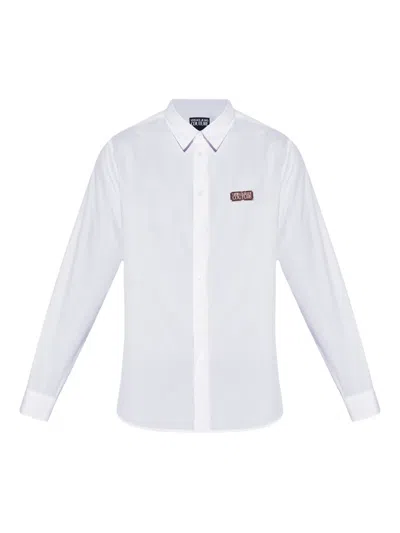 Versace Jeans Couture Logo-plaque Cotton Shirt In White