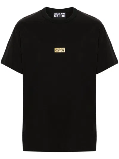 Versace Jeans Couture Logo-plaque Cotton T-shirt In Black