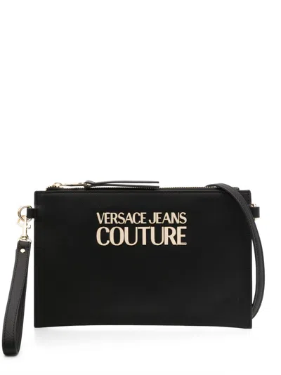 Versace Jeans Couture Logo-plaque Detail Clutch Bag In Black