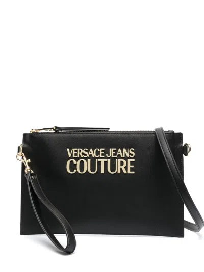 Versace Jeans Couture Logo-plaque Detail Clutch Bag In Schwarz