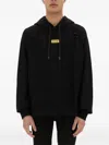 Versace Jeans Couture Cotton Hooded Sweatshirt With Logo Plaque In Black
