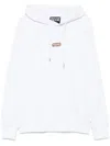 Versace Jeans Couture White Hoodie In Cotton With Gold Label With Logo In White