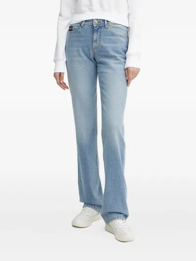 Versace Jeans Couture Logo-plaque Jeans In Blue