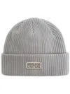 Versace Jeans Couture Logo-plaque Knitted Beanie In Grey